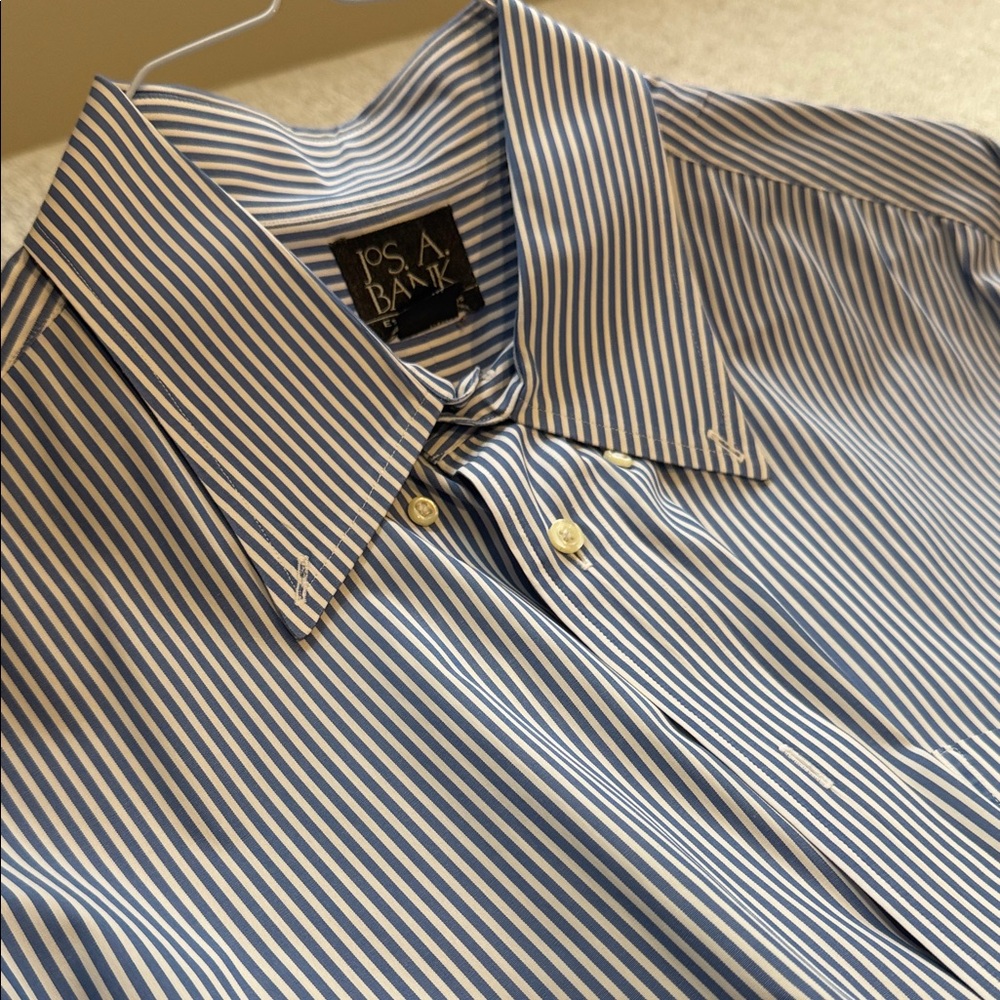 Jos. A. Bank Navy and White Striped Dress Shirt